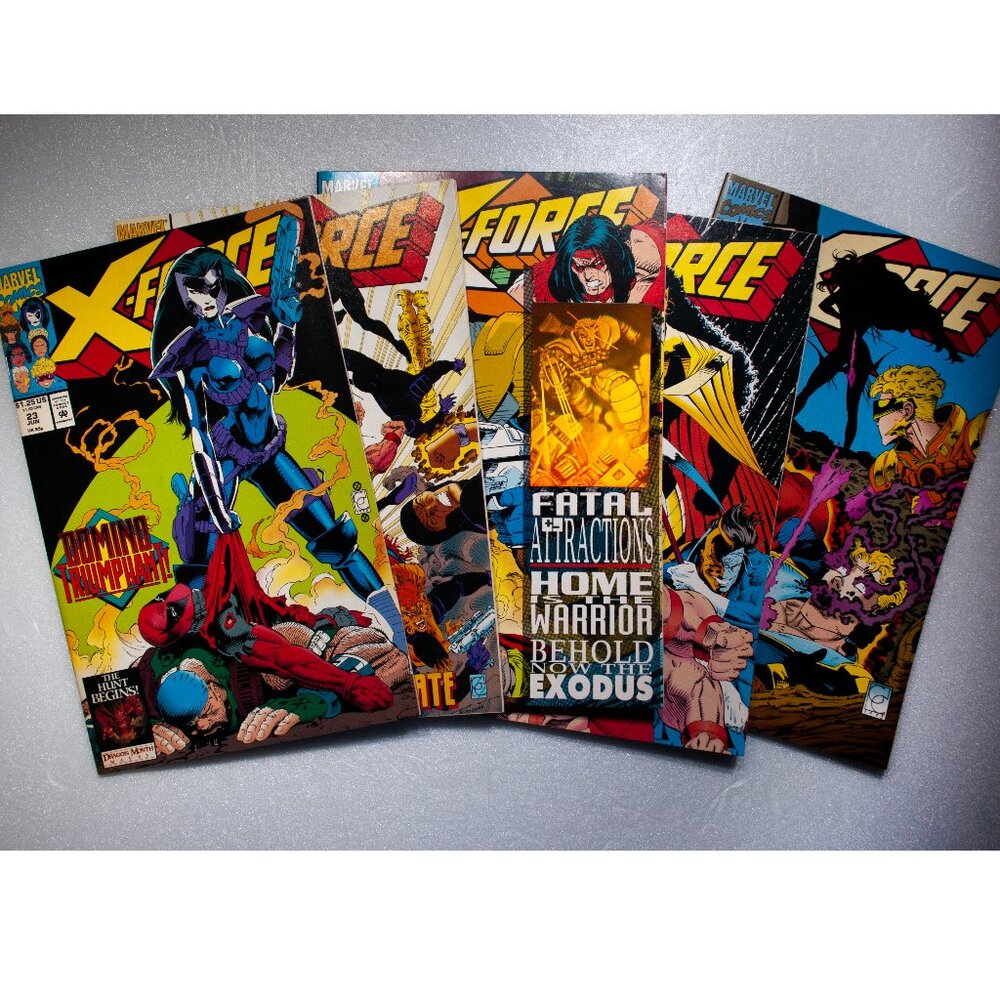 Lot of 5 X-Force Comic Books 23 24 25 26 27 Marvel 1993 Run 23-27 Deadpool 90s